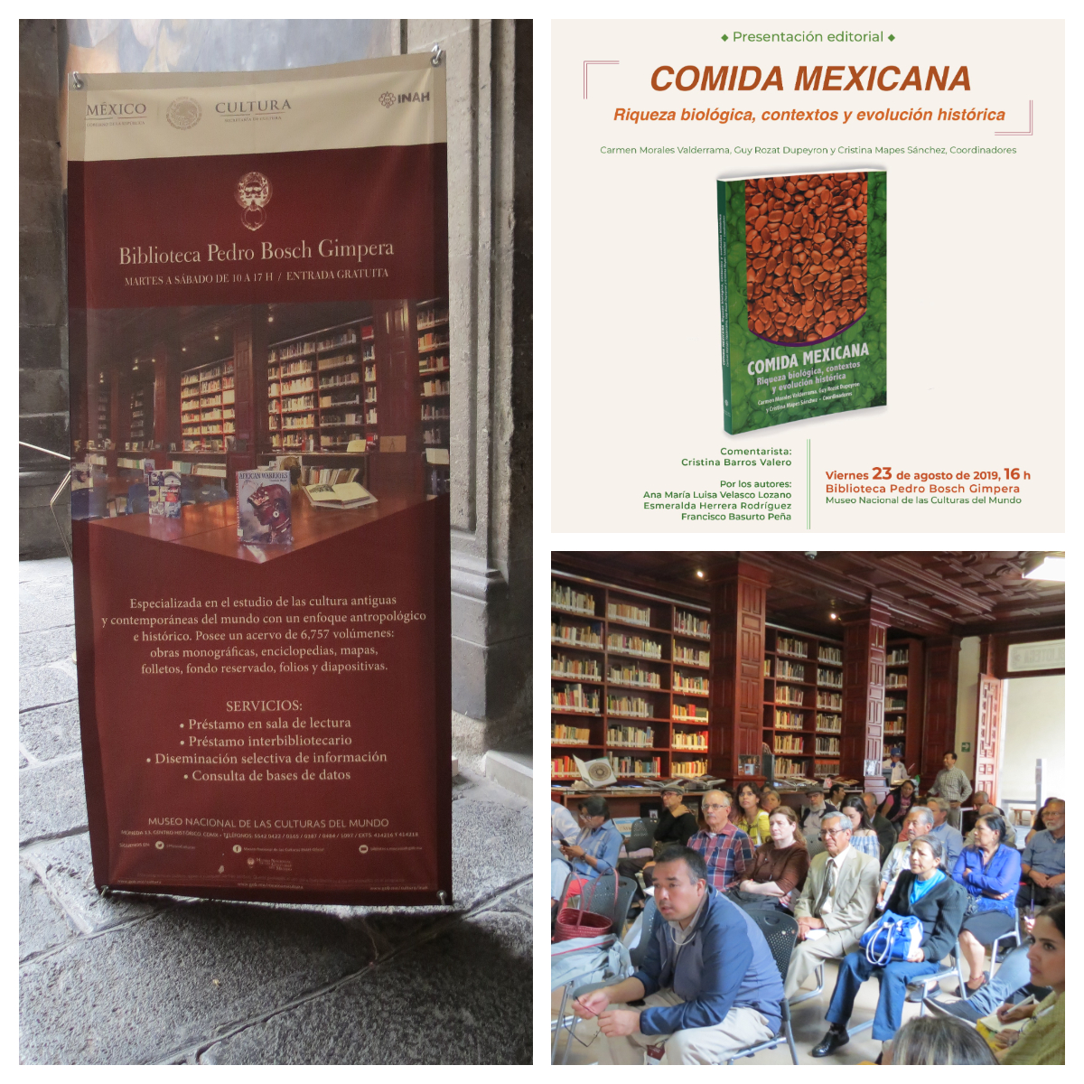Segunda presentación del libro Comida Mexicana: Riqueza biológica, contextos y evolución histórica en la biblioteca Pedro Bosch Gimpera del Museo Nacional de las Culturas-INAH, para el Tercer Encuentro Gastronómico, Costa de Marfil, sazón y culturas. Fotografías de Carolina Guadalupe Rodríguez Rascón.